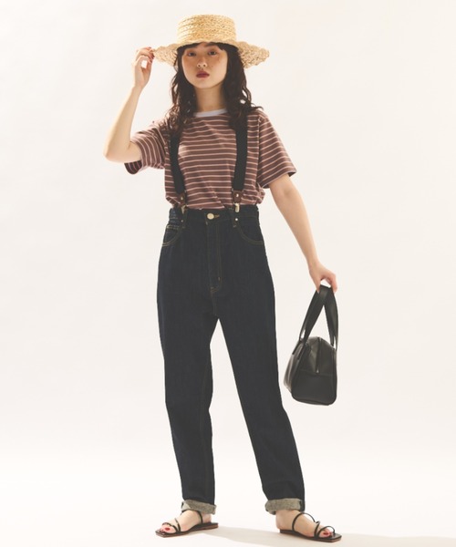 MERLOT(メルロー)の「カラフルボーダーTシャツ(Tシャツ/カットソー・レディース・ネイビー/モカ/オレンジ・FREE)」の8枚目の写真