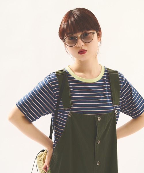 MERLOT(メルロー)の「カラフルボーダーTシャツ(Tシャツ/カットソー・レディース・ネイビー/モカ/オレンジ・FREE)」の19枚目の写真