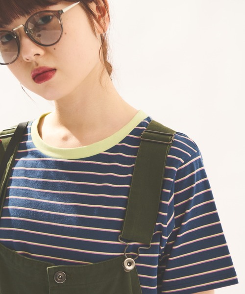 MERLOT(メルロー)の「カラフルボーダーTシャツ(Tシャツ/カットソー・レディース・ネイビー/モカ/オレンジ・FREE)」の21枚目の写真