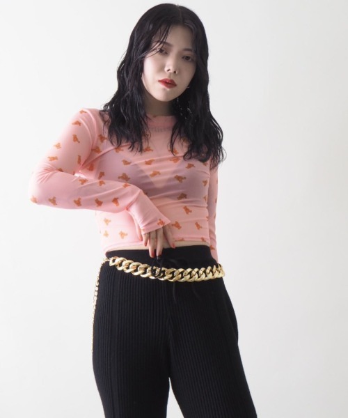 Bloom Closet(ブルームクローゼット)の「WAN-NYAN/BEARクロップドトップス(Tシャツ/カットソー・レディース・ブルー/ピンク・FREE)」の6枚目の写真