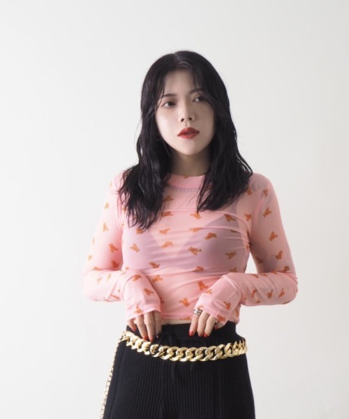 Bloom Closet(ブルームクローゼット)の「WAN-NYAN/BEARクロップドトップス(Tシャツ/カットソー・レディース・ブルー/ピンク・FREE)」の7枚目の写真
