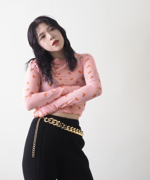Bloom Closet(ブルームクローゼット)の「WAN-NYAN/BEARクロップドトップス(Tシャツ/カットソー・レディース・ブルー/ピンク・FREE)」の8枚目の写真