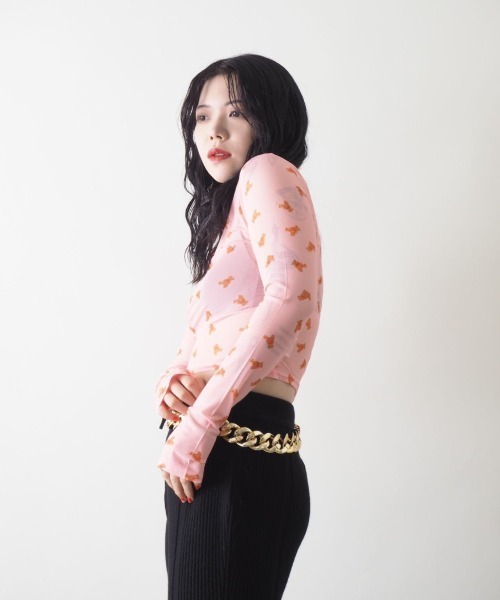 Bloom Closet(ブルームクローゼット)の「WAN-NYAN/BEARクロップドトップス(Tシャツ/カットソー・レディース・ブルー/ピンク・FREE)」の9枚目の写真