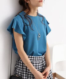 DRESKIP | 【接触冷感】女性らしく好印象◎お袖ラッフルTシャツ(Tシャツ/カットソー)