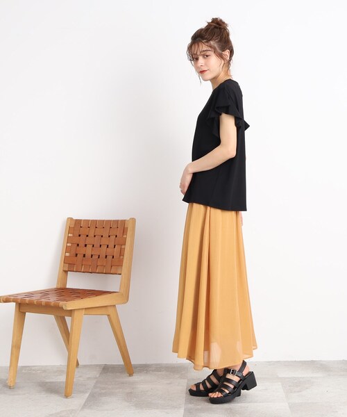 DRESKIP（ドレスキップ）の「◆【接触冷感】女性らしく好印象◎お袖ラッフル トップス（Tシャツ/カットソー・レディース・ブラック/ライトベージュ/ライトブルー/オフホワイト・02/03/04）」の13枚目の写真