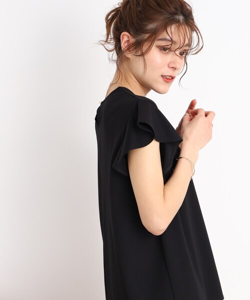 DRESKIP（ドレスキップ）の「◆【接触冷感】女性らしく好印象◎お袖ラッフル トップス（Tシャツ/カットソー・レディース・ブラック/ライトベージュ/ライトブルー/オフホワイト・02/03/04）」の16枚目の写真