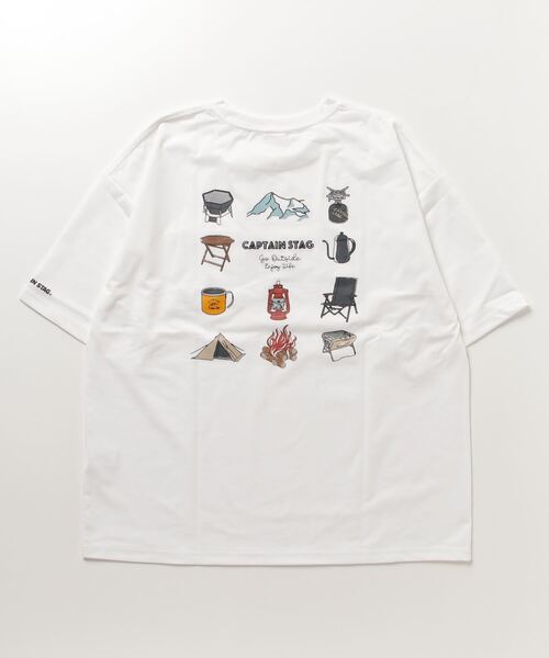 CAPTAIN STAG(キャプテンスタッグ)の「CAPTAIN STAG キャプテンスタッグ ポンチ素材 バックギアショートスリーブTシャツ(Tシャツ/カットソー・メンズ・ホワイト/ブラック/ブルー・M/L/XL)」の5枚目の写真