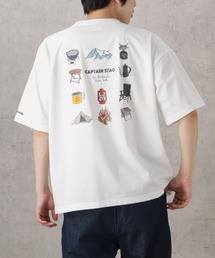 CAPTAIN STAG キャプテンスタッグ ポンチ素材 バックギアショートスリーブTシャツ