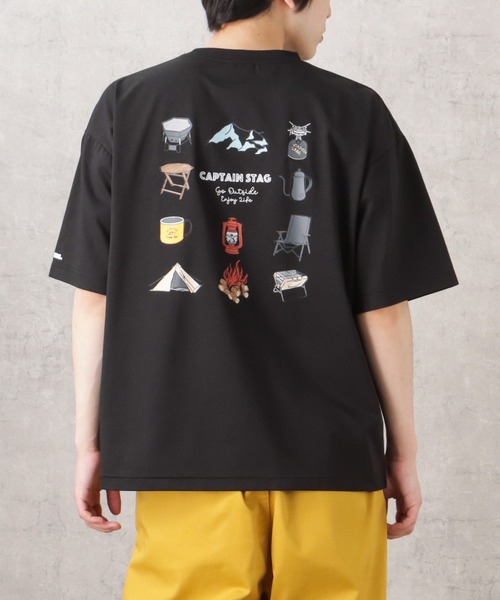 CAPTAIN STAG(キャプテンスタッグ)の「CAPTAIN STAG キャプテンスタッグ ポンチ素材 バックギアショートスリーブTシャツ(Tシャツ/カットソー・メンズ・ホワイト/ブラック/ブルー・M/L/XL)」の3枚目の写真