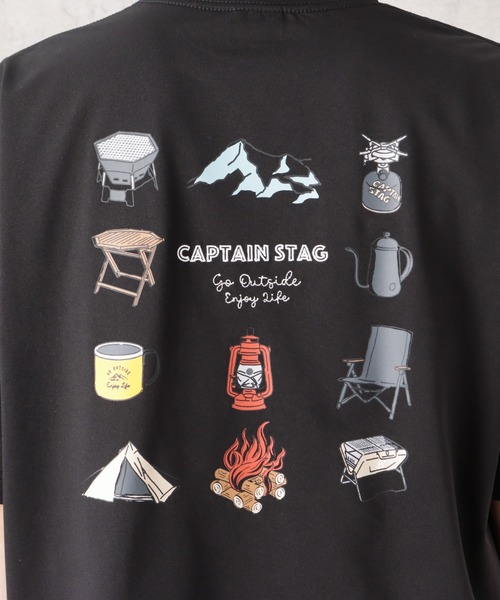 CAPTAIN STAG(キャプテンスタッグ)の「CAPTAIN STAG キャプテンスタッグ ポンチ素材 バックギアショートスリーブTシャツ(Tシャツ/カットソー・メンズ・ホワイト/ブラック/ブルー・M/L/XL)」の11枚目の写真