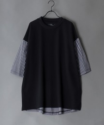 Cut georgette cloth switching T-shirt /カット ジョーゼット 布帛切り替え Tシャツ