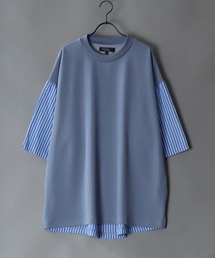 Cut georgette cloth switching T-shirt /カット ジョーゼット 布帛切り替え Tシャツ