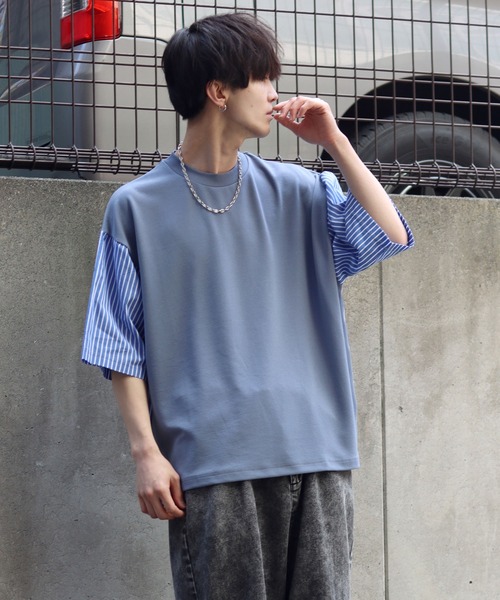 SITRY(シトリー)の「Cut georgette cloth switching T-shirt /カット ジョーゼット 布帛切り替え Tシャツ(Tシャツ/カットソー・メンズ・ブラック系その他/ブルー系その他/ベージュ/グレー/ブラック・M/L)」の19枚目の写真