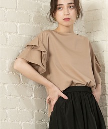 OPAQUE.CLIP | シルキースーピマ フリルスリーブカットソー【イージーケア/接触冷感/洗濯機洗い可】(Tシャツ/カットソー)