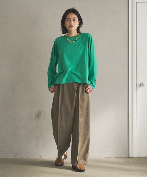 オードリーアンドジョンワッド（Audrey and John Wad）/【Audrey and John Wad】ドライミックスレイヤードカットソー −手洗い可− セール】レイヤード風ロングスリーブカットソー -手洗い可-（Tシャツ