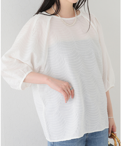 B.C STOCK(ベーセーストック)の「ピンタックプリーツパフブラウス(シャツ/ブラウス・レディース・ホワイト/ブラック/ブルー・FREE)」の2枚目の写真