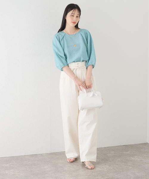 B.C STOCK(ベーセーストック)の「ピンタックプリーツパフブラウス(シャツ/ブラウス・レディース・ホワイト/ブラック/ブルー・FREE)」の8枚目の写真