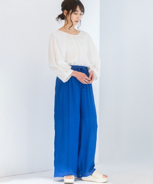 AnNet（アネット）の「【楽ちんウエストゴム】まるでリネン レーヨン ワイドパンツ（その他パンツ・レディース・ブラック/ブルー/ピンク・4L/5L/3L）」の7枚目の写真