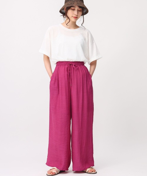 AnNet（アネット）の「【楽ちんウエストゴム】まるでリネン レーヨン ワイドパンツ（その他パンツ・レディース・ブラック/ブルー/ピンク・4L/5L/3L）」の9枚目の写真