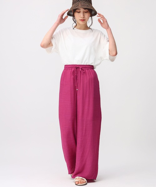 AnNet（アネット）の「【楽ちんウエストゴム】まるでリネン レーヨン ワイドパンツ（その他パンツ・レディース・ブラック/ブルー/ピンク・4L/5L/3L）」の10枚目の写真