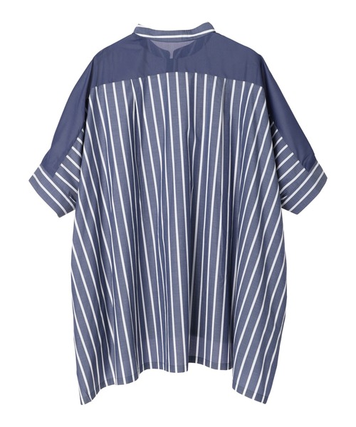 AMERICAN HOLIC（アメリカンホリック）の「ショルダーシアーポンチョシャツチュニック（チュニック・レディース・サックスブルー/オフホワイト/ネイビー・M/L）」の20枚目の写真