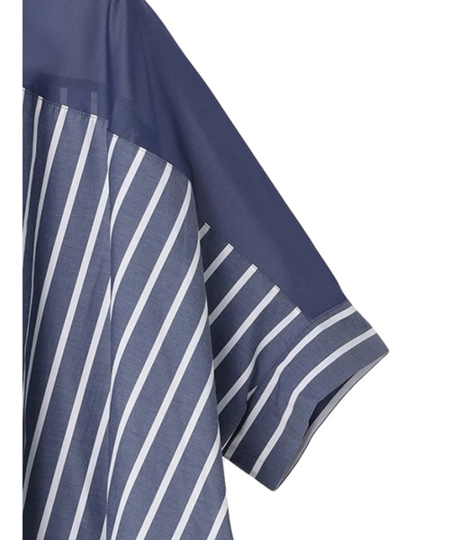 AMERICAN HOLIC（アメリカンホリック）の「ショルダーシアーポンチョシャツチュニック（チュニック・レディース・サックスブルー/オフホワイト/ネイビー・M/L）」の6枚目の写真