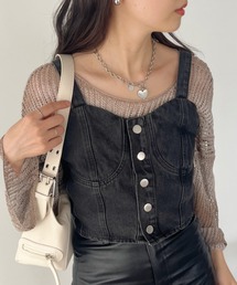CLEA | フロントボタン デニムビスチェ(ベスト)