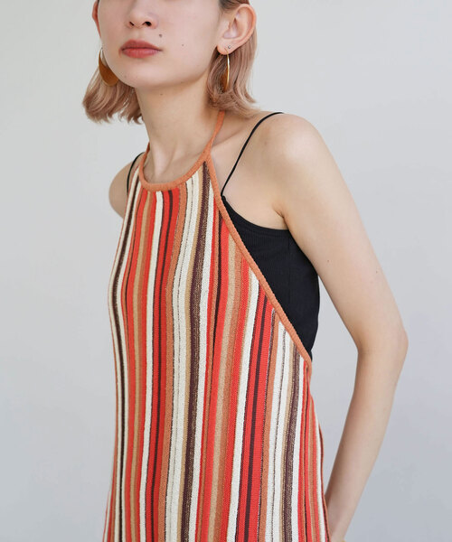 SLOBE citron.(スローブシトロン)の「SLOBE citron. マルチストライプ ホルターワンピース(ワンピース・レディース・オレンジ/サックスブルー・FREE)」の12枚目の写真