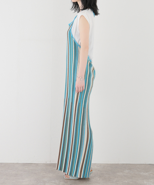 SLOBE citron.(スローブシトロン)の「SLOBE citron. マルチストライプ ホルターワンピース(ワンピース・レディース・オレンジ/サックスブルー・FREE)」の19枚目の写真