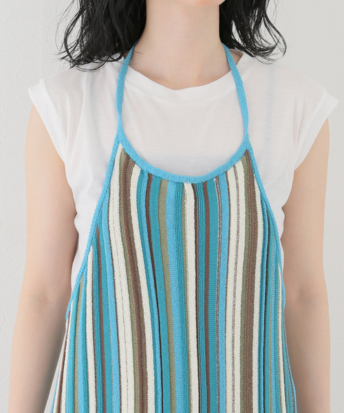 SLOBE citron.(スローブシトロン)の「SLOBE citron. マルチストライプ ホルターワンピース(ワンピース・レディース・オレンジ/サックスブルー・FREE)」の21枚目の写真