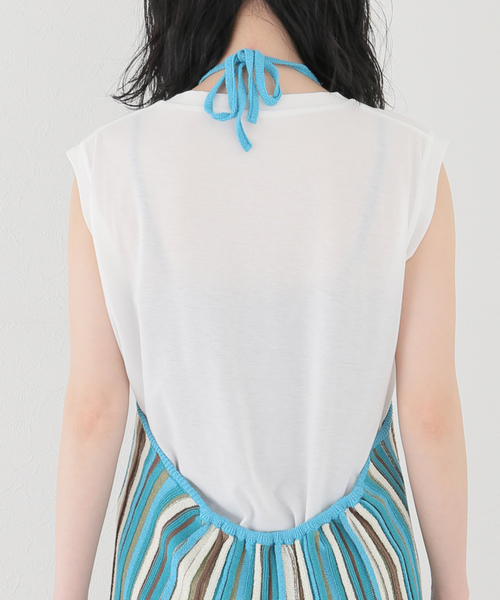 SLOBE citron.(スローブシトロン)の「SLOBE citron. マルチストライプ ホルターワンピース(ワンピース・レディース・オレンジ/サックスブルー・FREE)」の22枚目の写真