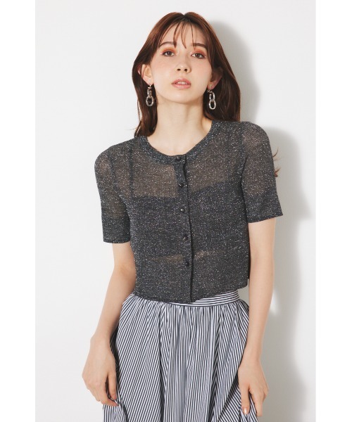 rienda（リエンダ）の「フィットリブニットカーディガン（ニット/セーター・レディース・レッド/マルチ/ライトブルー/ブラック/ライトベージュ・FREE）」の2枚目の写真