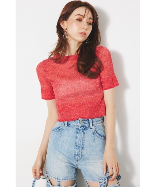 rienda（リエンダ）の「フィットリブニットカーディガン（ニット/セーター・レディース・レッド/マルチ/ライトブルー/ブラック/ライトベージュ・FREE）」の9枚目の写真