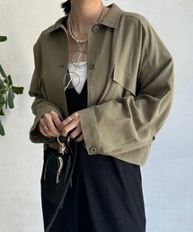 DouDou | 【WEB限定】 コットンリネンシャツジャケット(ミリタリージャケット)