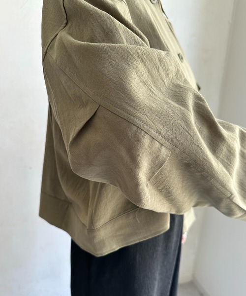 定価18700円 DouDou ドゥドゥ Wシャツジャケット ベージュ セール】【WEB限定】 コットンリネンシャツジャケット