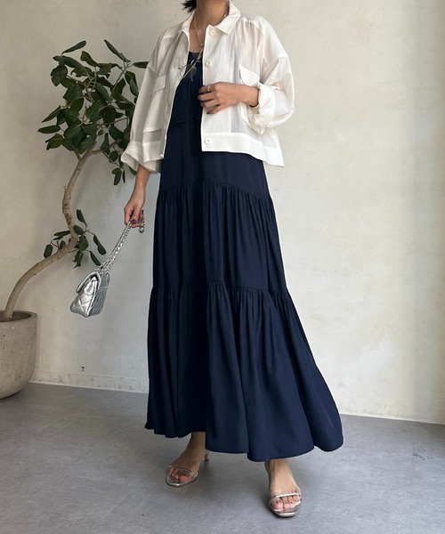 DouDou（ドゥドゥ）の「【WEB限定】 コットンリネンシャツジャケット（ミリタリージャケット・レディース・ホワイト/カーキ/ブラック・FREE）」の14枚目の写真