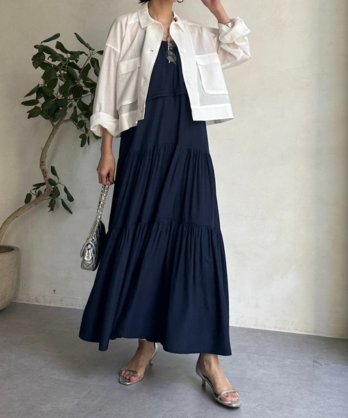 DouDou（ドゥドゥ）の「【WEB限定】 コットンリネンシャツジャケット（ミリタリージャケット・レディース・ホワイト/カーキ/ブラック・FREE）」の18枚目の写真