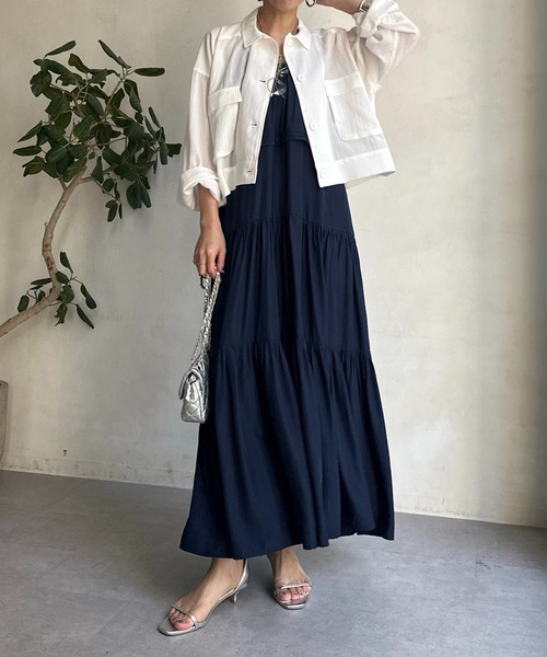 DouDou（ドゥドゥ）の「【WEB限定】 コットンリネンシャツジャケット（ミリタリージャケット・レディース・ホワイト/カーキ/ブラック・FREE）」の16枚目の写真