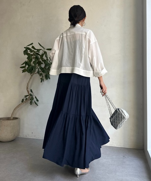 DouDou（ドゥドゥ）の「【WEB限定】 コットンリネンシャツジャケット（ミリタリージャケット・レディース・ホワイト/カーキ/ブラック・FREE）」の17枚目の写真