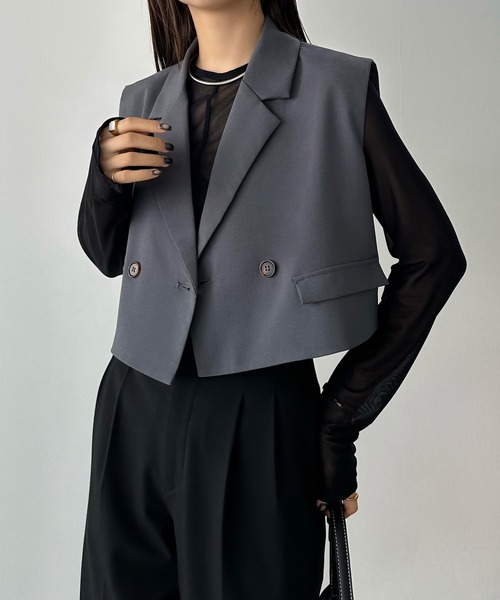【JOURNAL STANDARD】 クリアTWテーラードショートベスト classic tailored short vest / クラシックテーラードショート