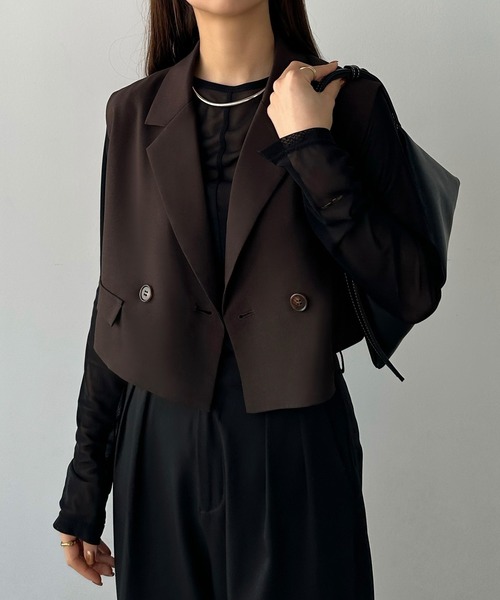 callautia（カラウティア）の「テーラードショートベスト（ベスト・レディース・グレイッシュベージュ/チャコール/ブラック/ブラウン/アイボリー・MEDIUM/SMALL/LARGE/X-LARGE）」の16枚目の写真