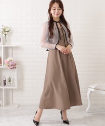 シフォンボレロ付きビスチェフレアワンピース