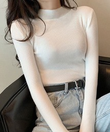 ぷちハイネックロングスリーブリブニット