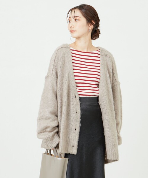 FREAK'S STORE(フリークスストア)の「WEB限定 深 Vネック シャギー ニット 2way カーディガン(前後2WAY)(カーディガン/ボレロ・レディース・イエロー/ブラック/ピンク/ベージュ/オレンジ/ブルー/モカ/グリーン/ナチュラル/パープル・フリ-)」の18枚目の写真