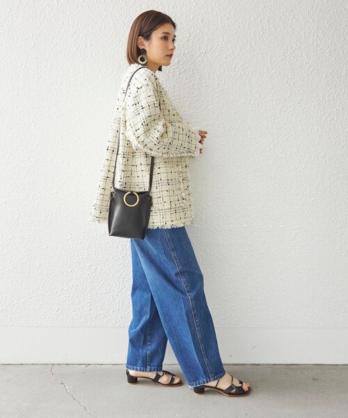 ships シップス　GIOLICA ツイードジャケット　黒　ゴールドボタン SHIPS ジャケット ノーカラージャケット GIOLICA: ツイード ノー