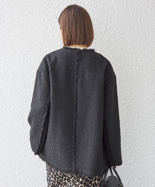 ships シップス　GIOLICA ツイードジャケット　黒　ゴールドボタン JK ファッション ships シップス GIOLICA ツイードジャケット 黒