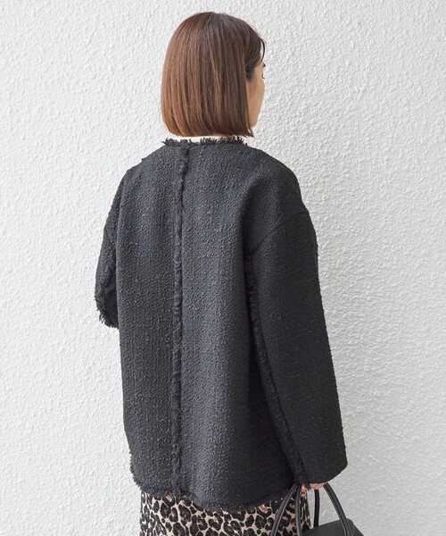 SHIPS（シップス）の「GIOLICA ツイード ジャケット ◇（ノーカラージャケット・レディース・ブラック/オフホワイト・38/36）」の19枚目の写真