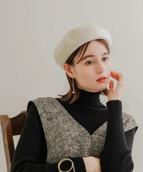 SMELLY（スメリー）の「シンプルバスクベレー（ハンチング/ベレー帽・レディース・ブラック/ブルー系その他/アイボリー/グレー・-）」の10枚目の写真