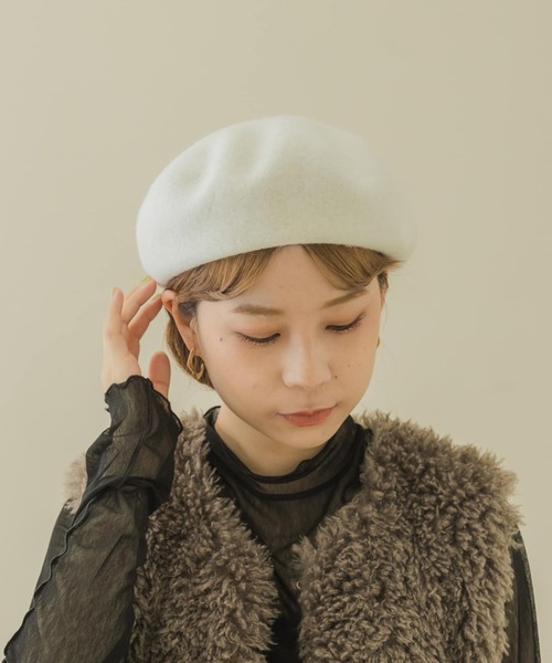 SMELLY（スメリー）の「シンプルバスクベレー（ハンチング/ベレー帽・レディース・ブラック/ブルー系その他/アイボリー/グレー・-）」の11枚目の写真