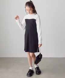 Amourire girl（アムリールガール）の「プチハイネック レースドッキングワンピース(130cm～150cm)（ワンピース）」